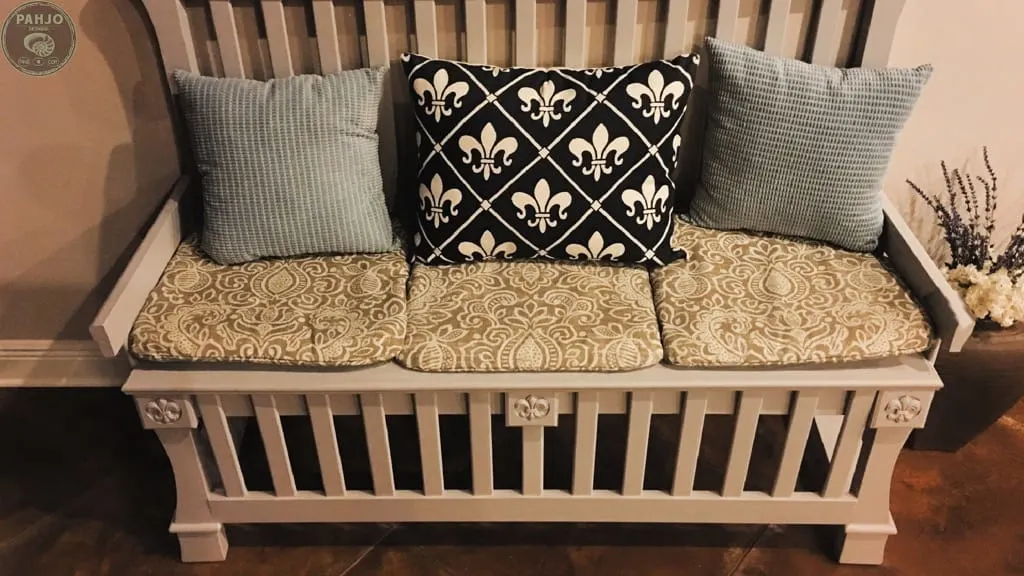 how to repurpose crib into bench