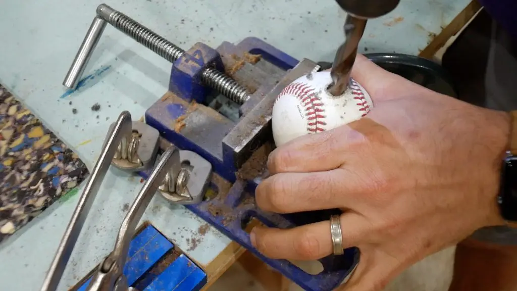 baseball lamp drilling 1/2" hole in baseball