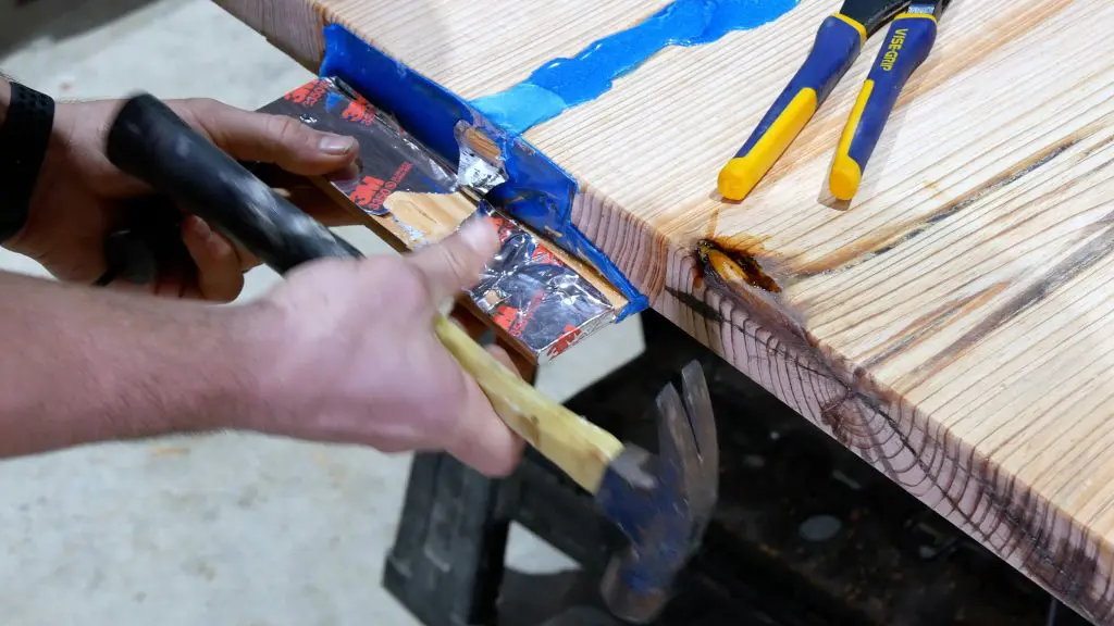 how to make a rustic table with epoxy resin - remove HVAC tape