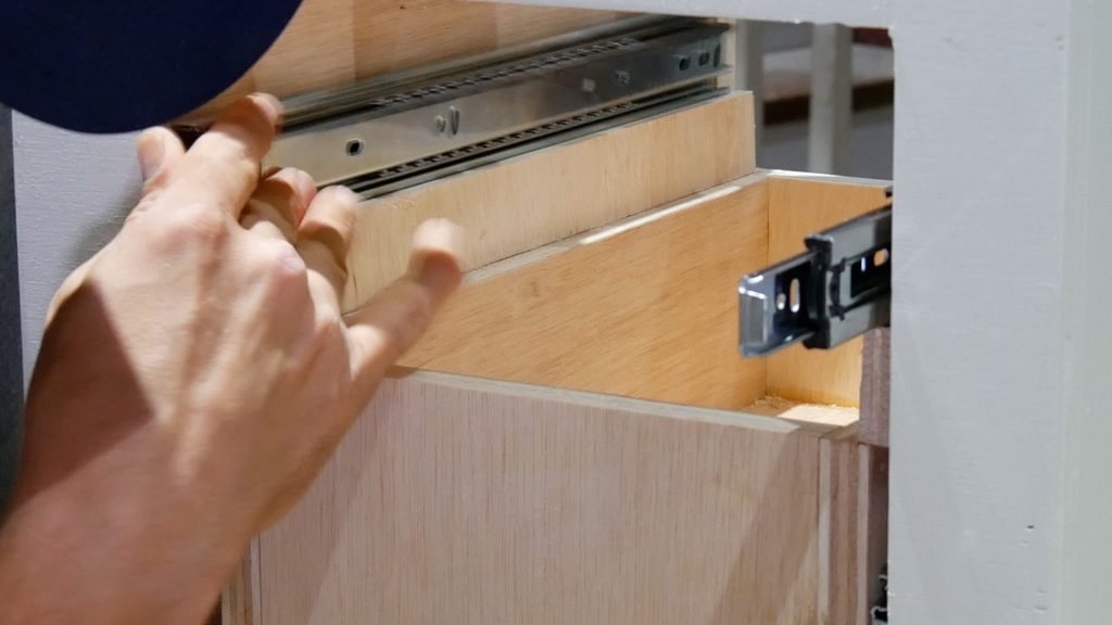DIY Base Cabinet with Drawers_drawer slide ease out