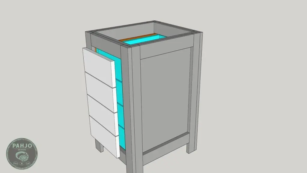 DIY Base Cabinet with Drawers_sketchup drawer face offset