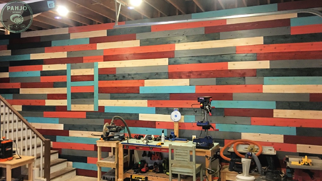DIY cedar accent wall reclaimed fence boards