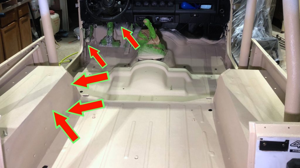 how to spray bed liner in a jeep wrangler interior_after first coat