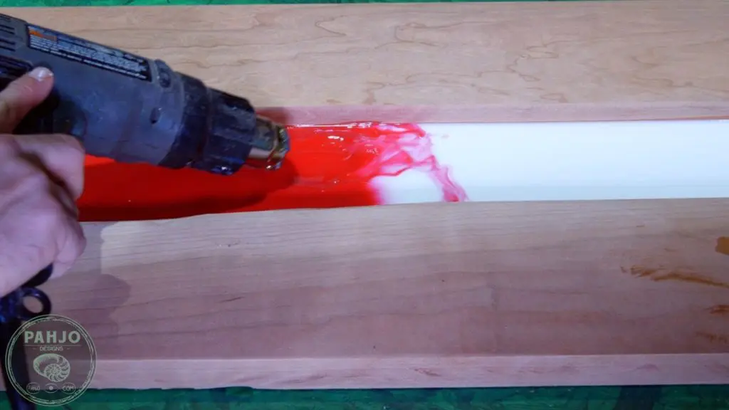 DIY Wood and Resin Wall Art - Baseball Storage Rack_Heat Gun Lacing Effect