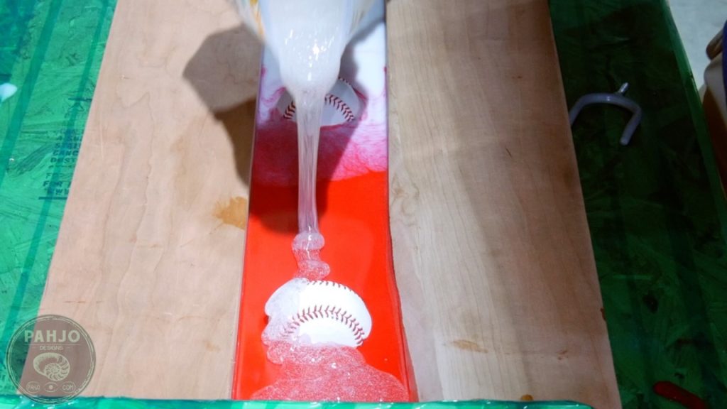 DIY Wood and Resin Wall Art - Baseball Storage Rack_Second Resin Pour