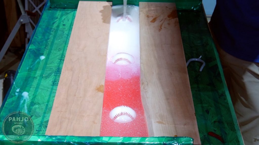 DIY Wood and Resin Wall Art - Baseball Storage Rack_Second Resin Pour 2