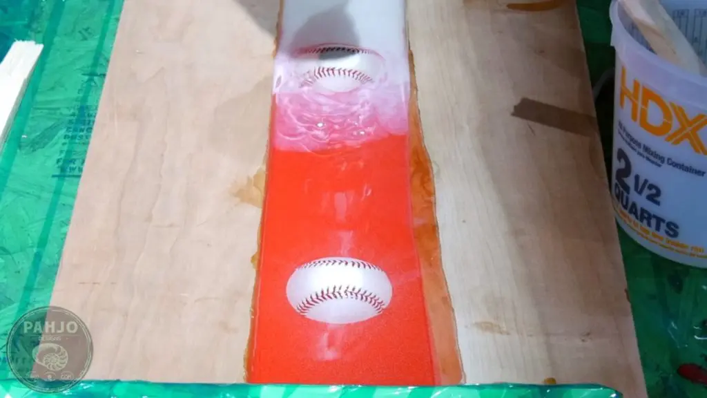 DIY Wood and Resin Wall Art - Baseball Storage Rack_deep resin pour