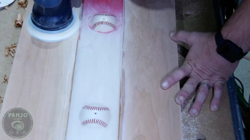 DIY Wood and Resin Wall Art - Baseball Storage Rack_320 Grit