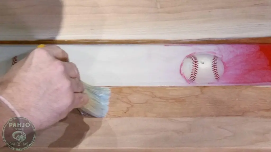 DIY Wood and Resin Wall Art - Baseball Storage Rack_Apply Finish