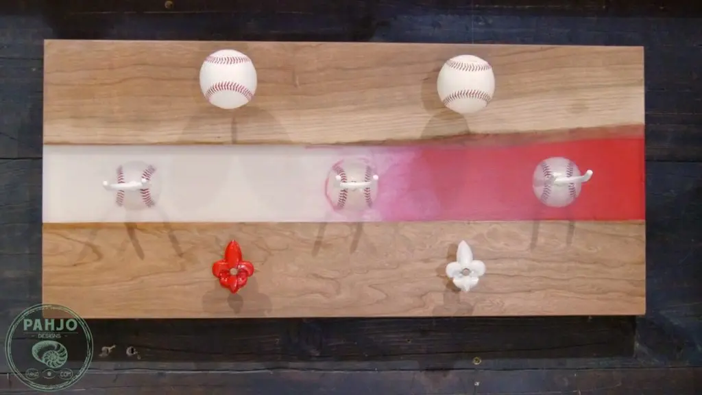 DIY Wood and Resin Wall Art - Baseball Storage Rack_Final Picture
