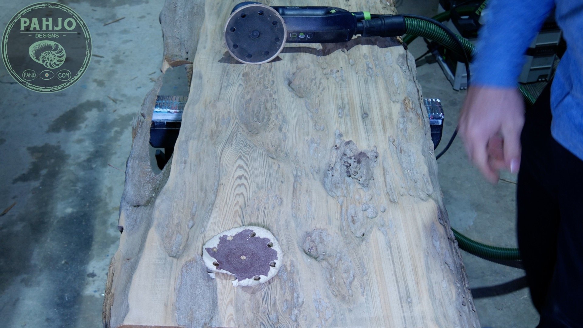 live edge bar top rough sanding wood slab