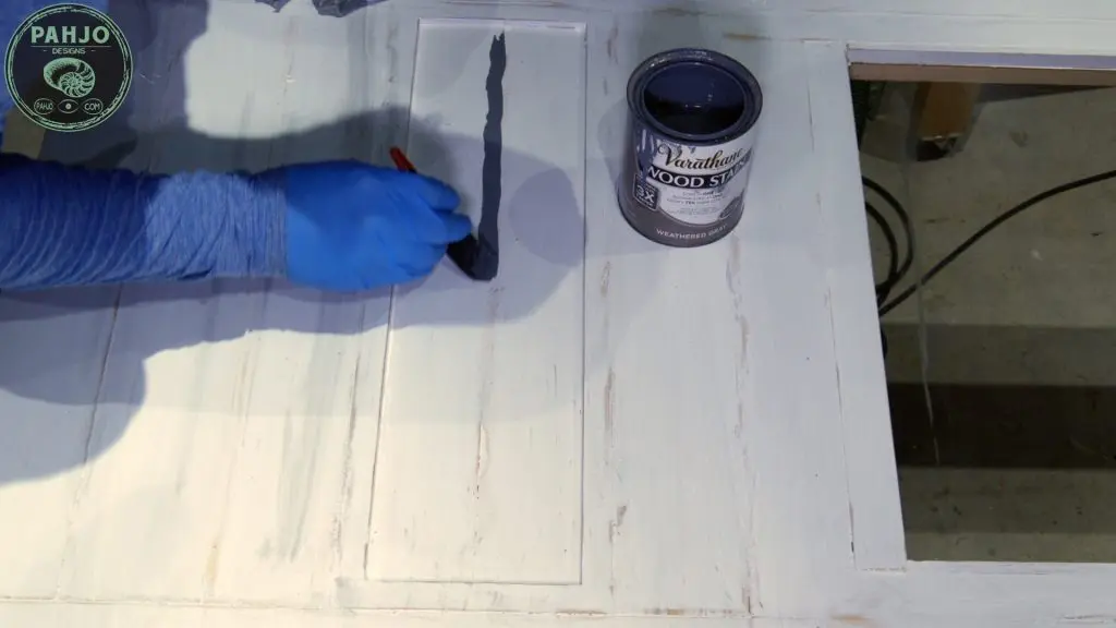DIY Farmhouse Pantry Door with Glass - Paint Distressing Technique