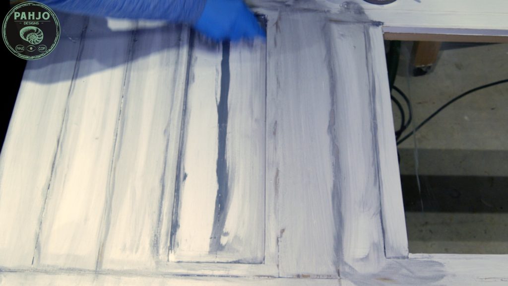 DIY Farmhouse Pantry Door with Glass - Paint Distressing Technique
