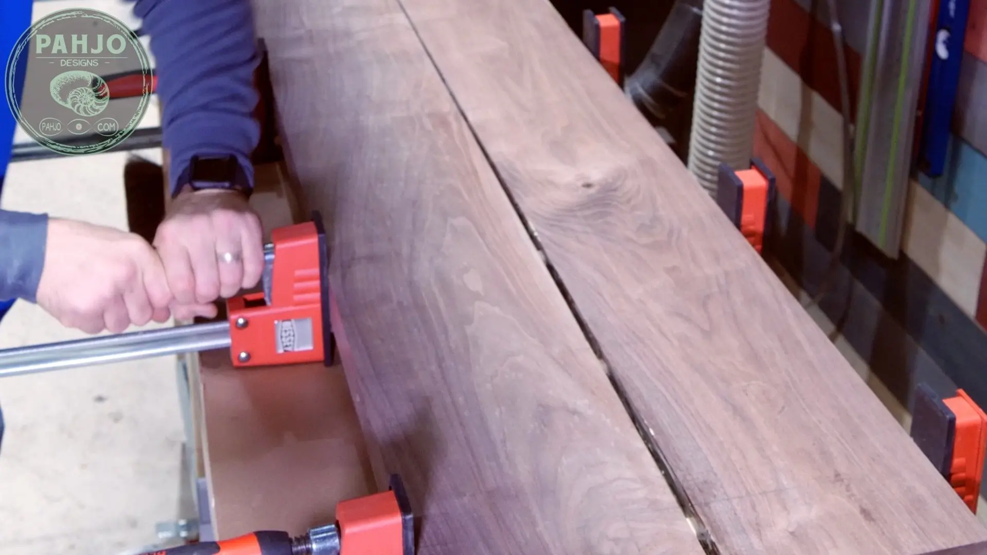 DIY Walnut Dining Table Top Clamping Tip