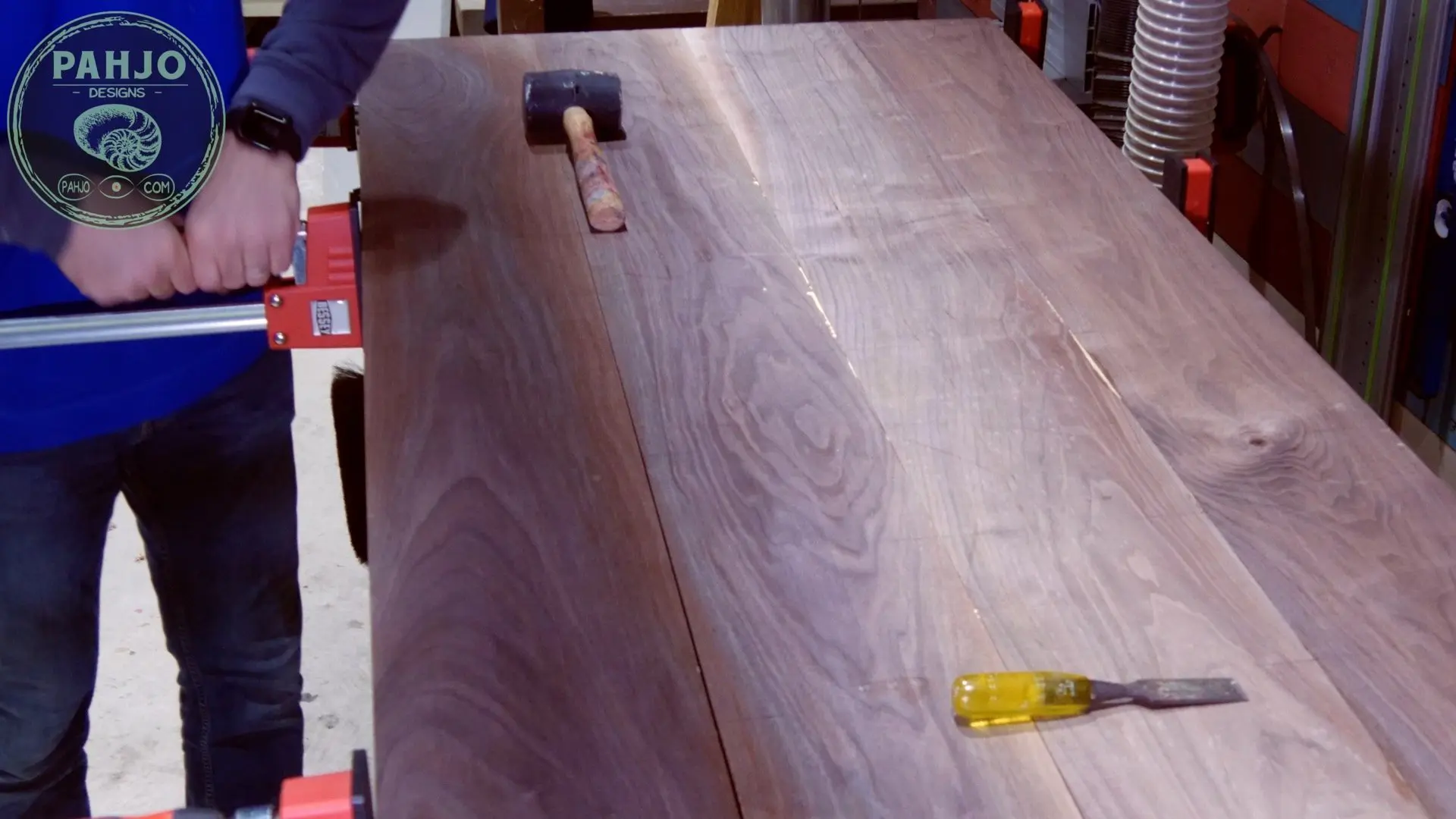 DIY Walnut Dining Table Top Clamping Tip