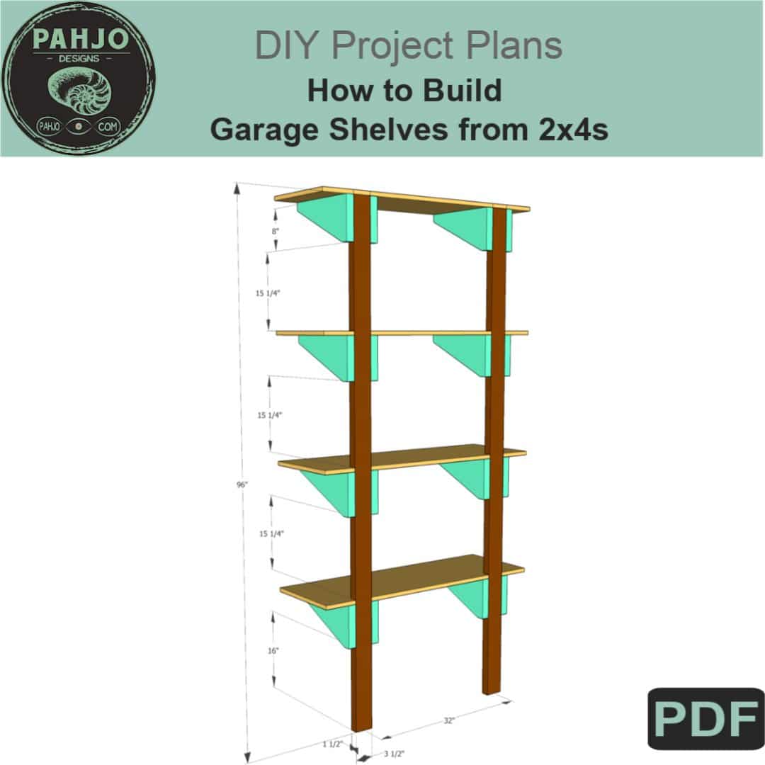DIY Garage Shelves from 2x4s Plans | Pahjo Designs