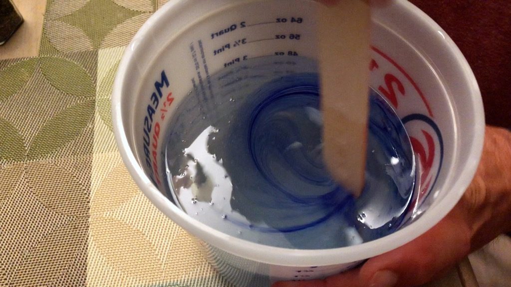 mix transparent blue dye with resin