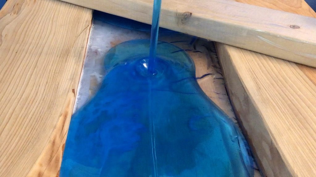 transparent blue resin pour