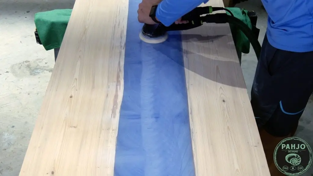 how to sand epoxy river table