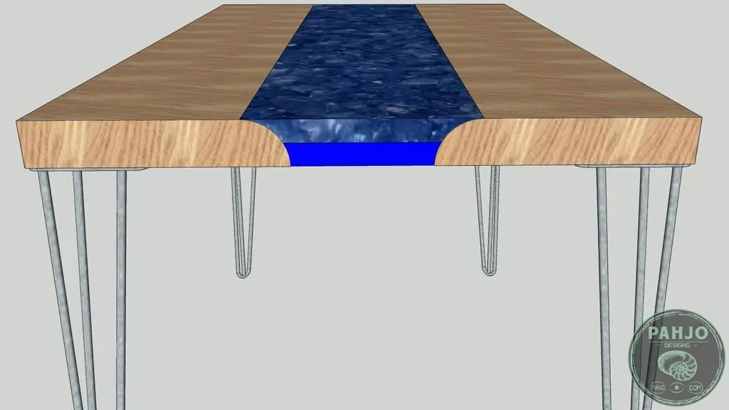 transparent epoxy river desk with rocks 3D model
