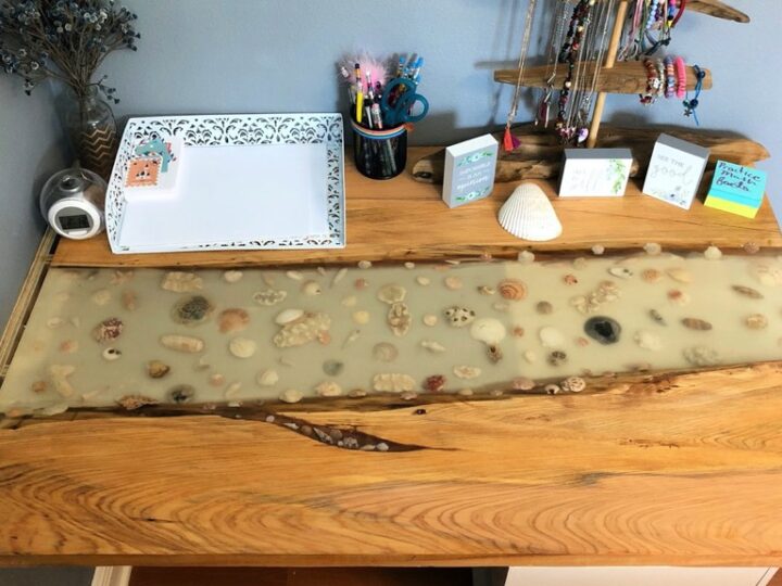 How to make a seashell epoxy table top