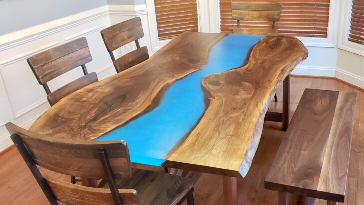 diy walnut slab dining table