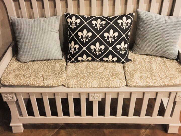 how to repurpose crib into bench