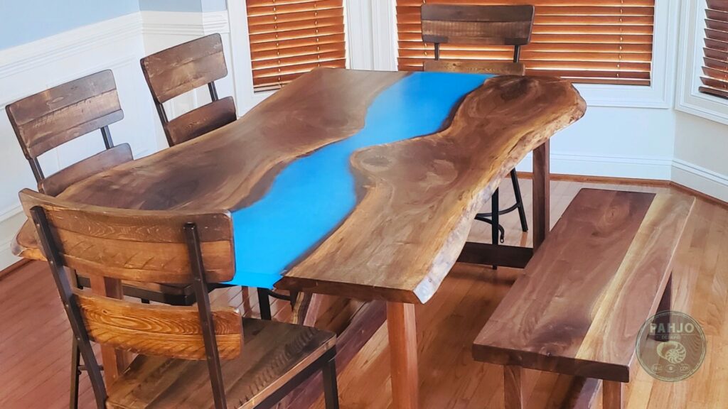 large epoxy river dining table