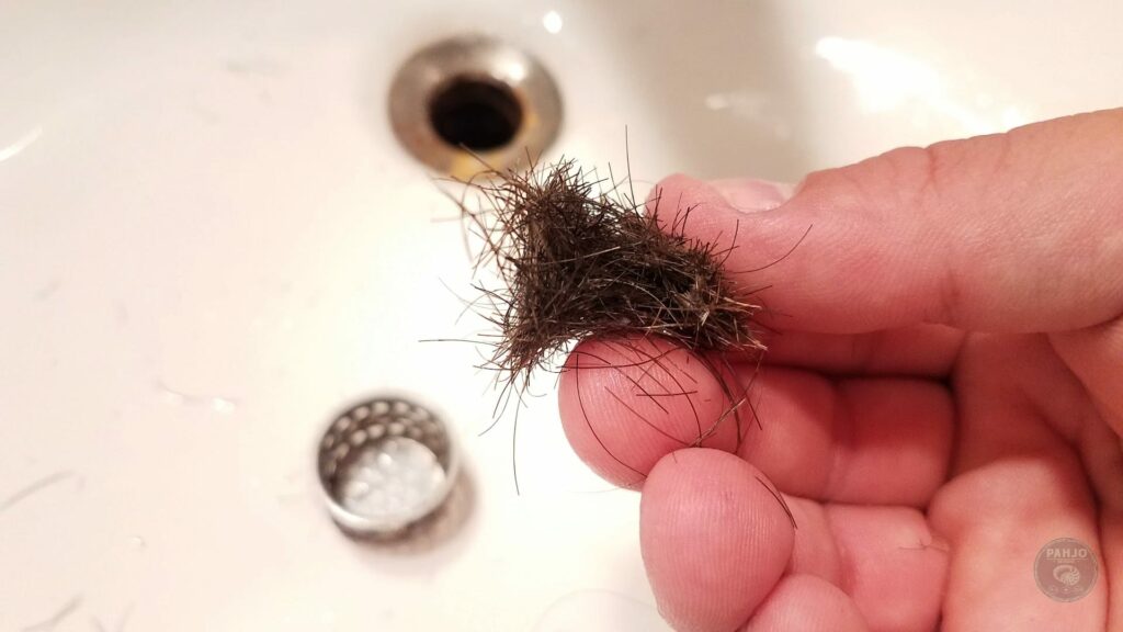 bathtub drain hair accumulation