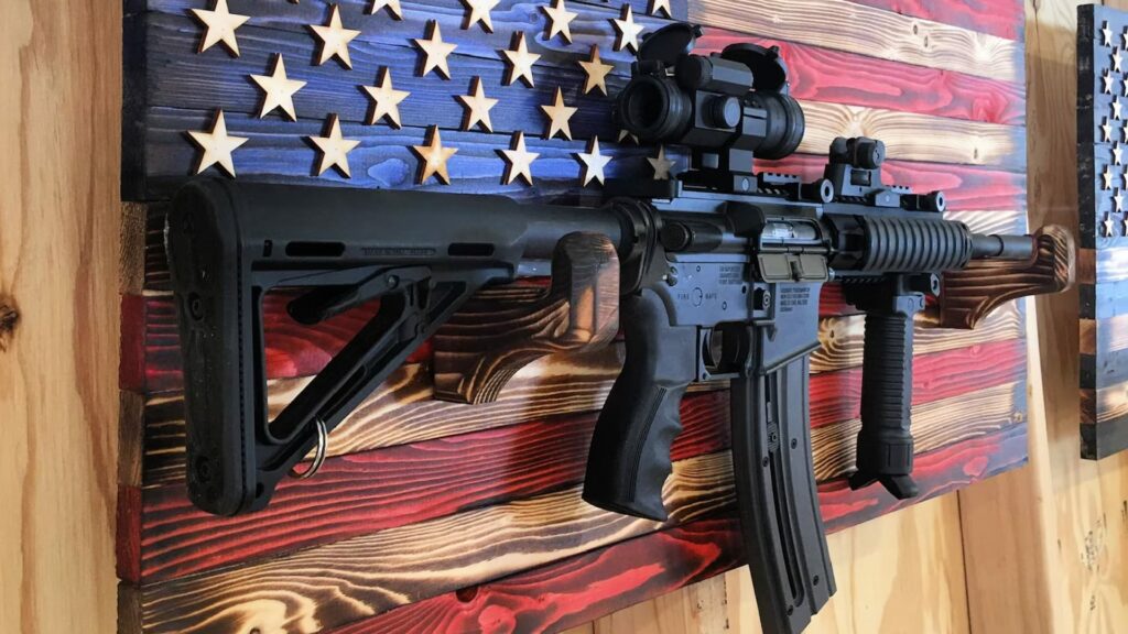 Rustic Wooden American Flag Gun Holder