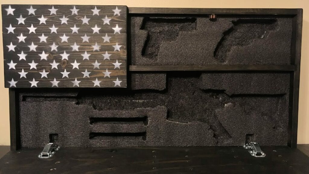 DIY American Flag Wall Mount Gun Rack with hidden storage