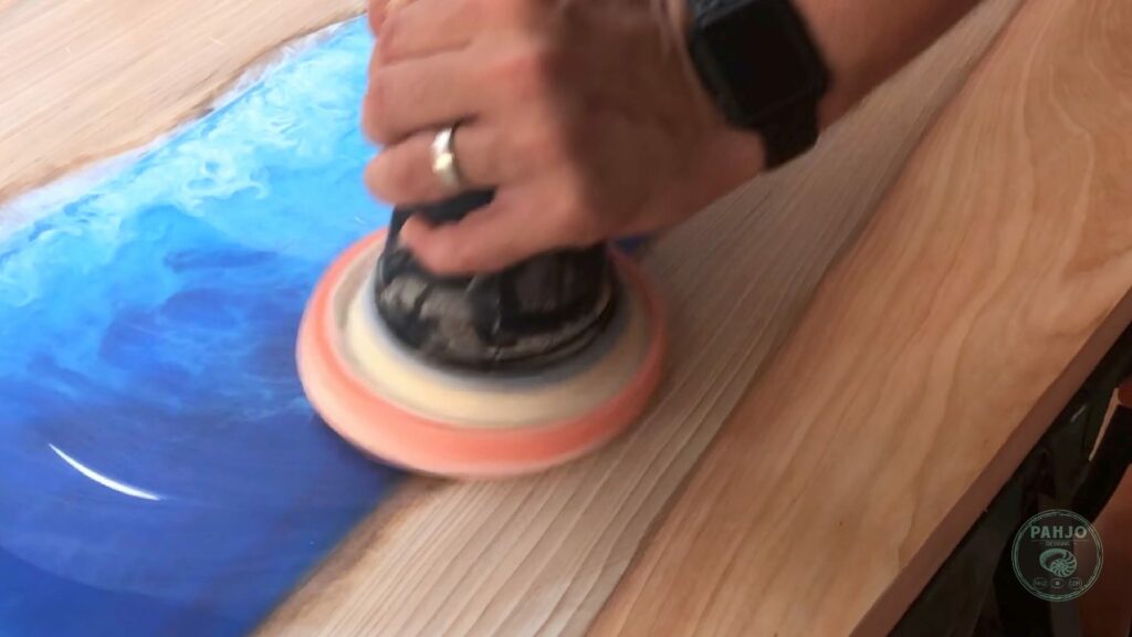 polishing epoxy wood table