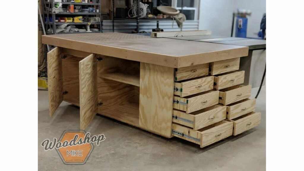 DIY Workbench with Drawers and Cabinets